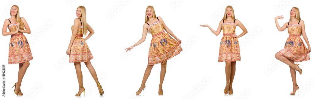 Woman in fashion looks isolated on white