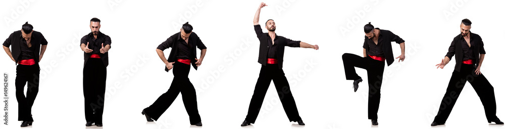 Spanish dancer in various poses on white Spanish dancer in various poses on white