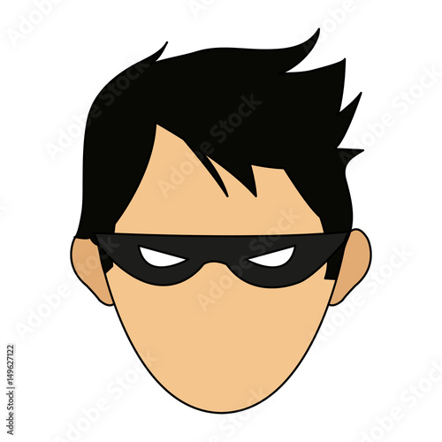 color image cartoon front face hacker vector illustration