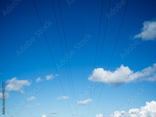 sky with high voltage power lines