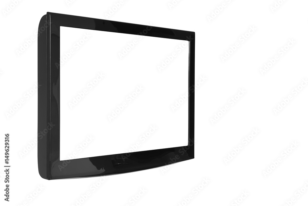oblique lcd or led and plasma television or tv with black and blank white screen display hanging on the wall in the room at home or hotel for entertainment isolated included clipping path oblique lcd or led and plasma television or tv with black and blank white screen display hanging on the wall in the room at home or hotel for entertainment isolated included clipping path
