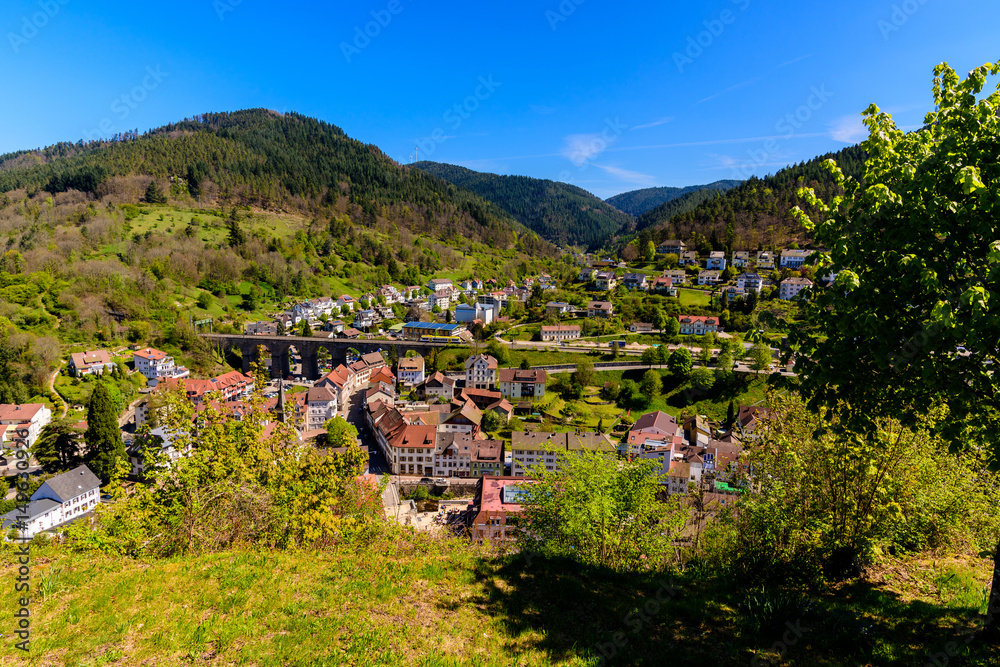 Blick auf den Ort Hornberg im Gutachtal im Schwarzwald