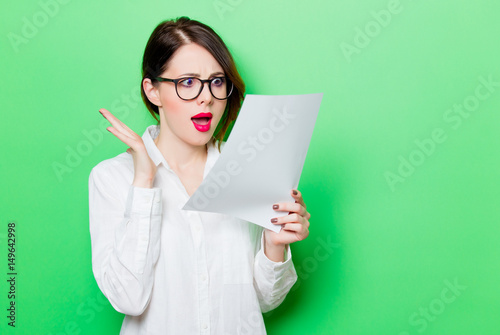 young woman with paper