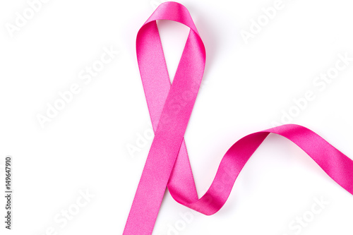 Pink ribbon on white