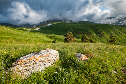 Mountain hills and alpine meadows of Lagonaki, Caucasus, Russia