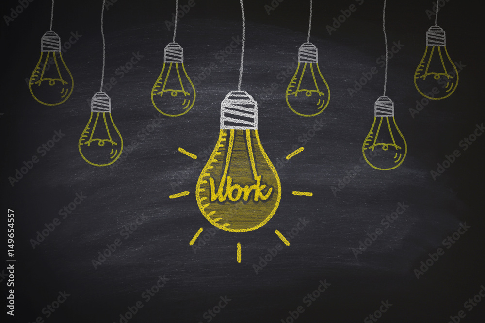 Work bulbs on the blackboard Work bulbs on the blackboard