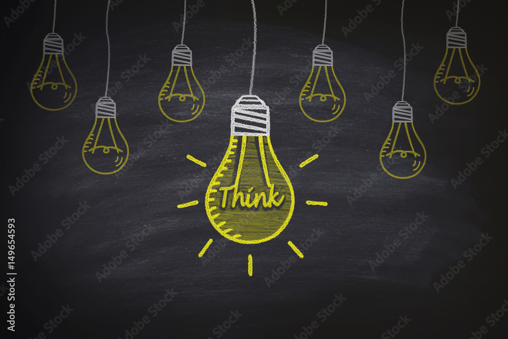 Think bulbs on the blackboard Think bulbs on the blackboard