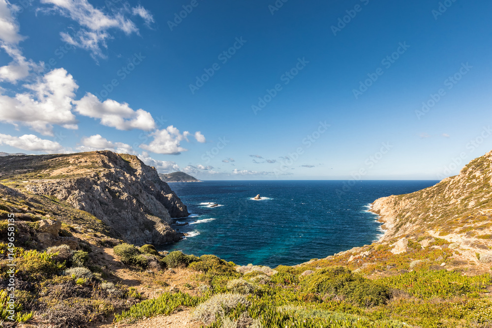 Rocky coastline of west coast of Corsica at Revellata near Calvi