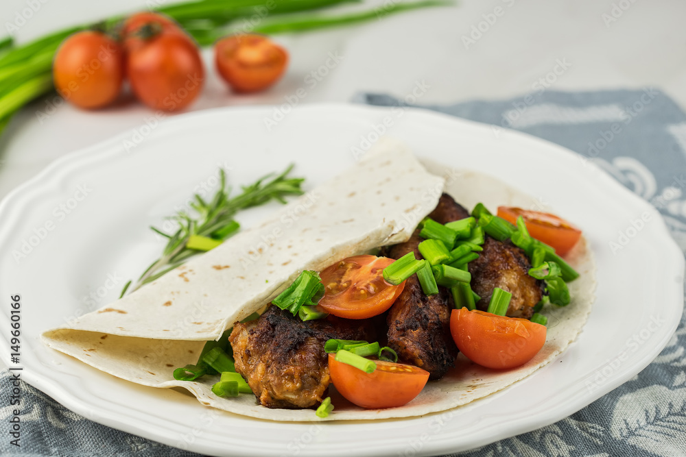 Tasty grilled ribs with vegetable. fried ribs with vegetables Tasty grilled ribs with vegetable. fried ribs with vegetables