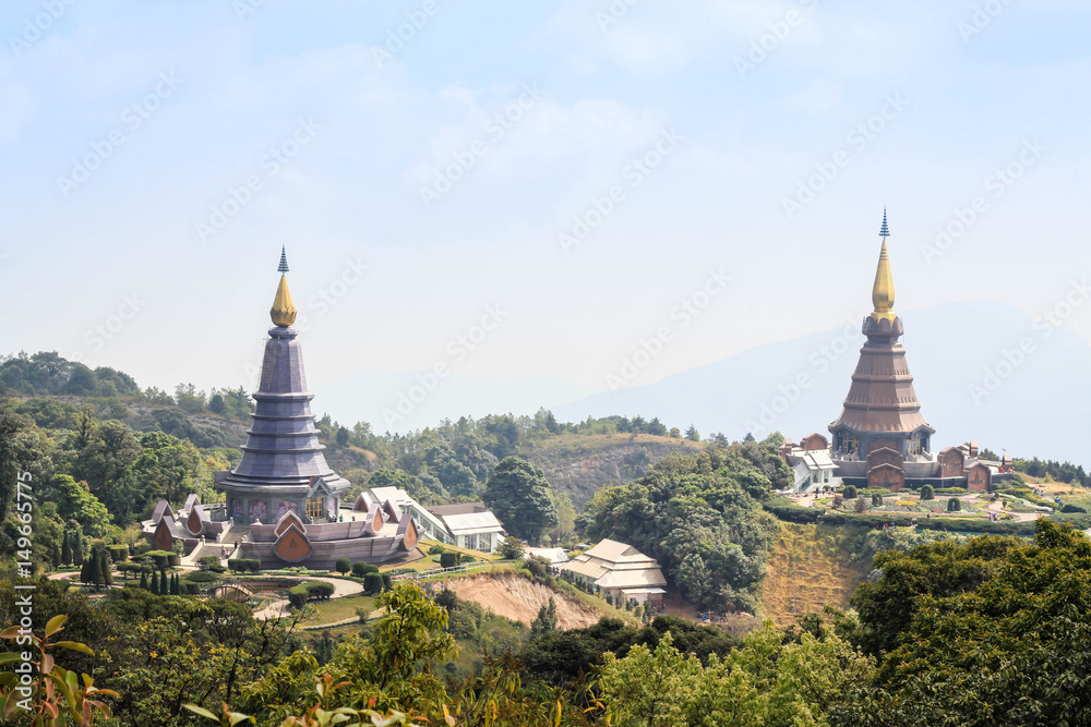 The Great Holy Relics Pagoda Nabhapolbhumisiri; Temple on Doi Inthanon National Park, Thailand.