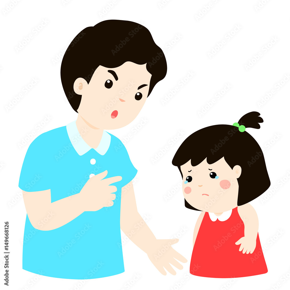 Father scolds his daughter cartoon character vector. Father scolds his daughter cartoon character vector.