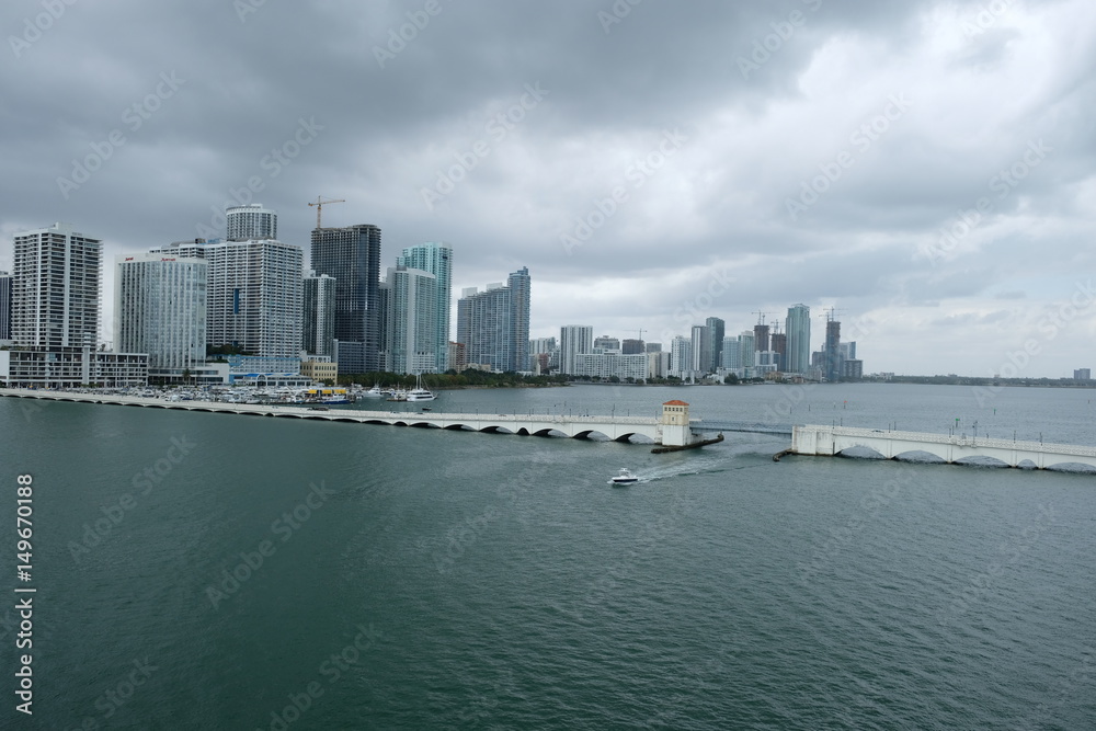 Skyline of Miami before a thunderstorm