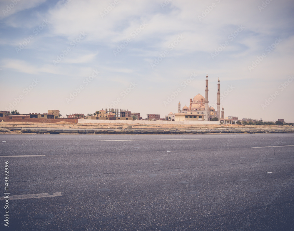 laylat al-qadr mosque at cairo ismaileya desert road in egypt