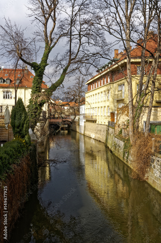 Stream flows in the middle of the town Stream flows in the middle of the town