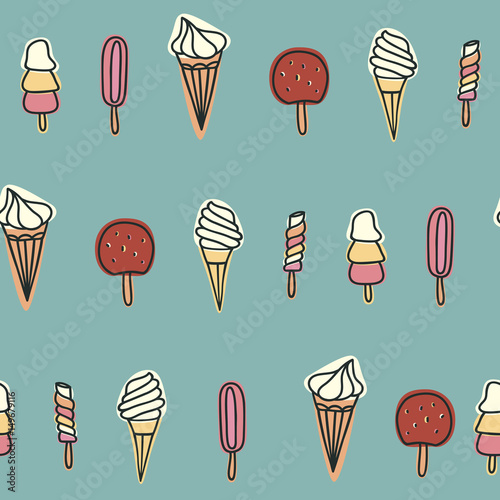 Seamless pattern with ice cream. Vector illustration.