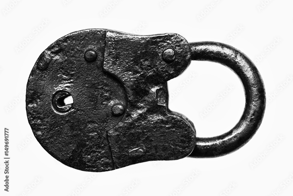 Obraz premium Old padlock isolated on white background