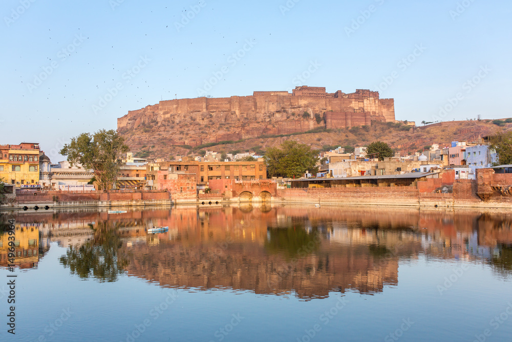 Mehrangarh fort on the hill in Jodhpur, Rajasthan, India