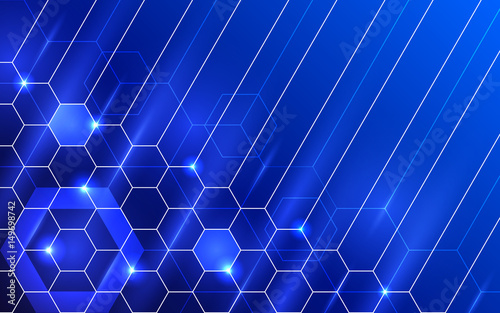 Abstract background, hexagon, blue tones, vertical pattern