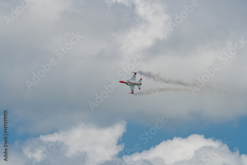 Korean aircraft aerobatic demonstration team performing at Singapore Air Show 2010 photo