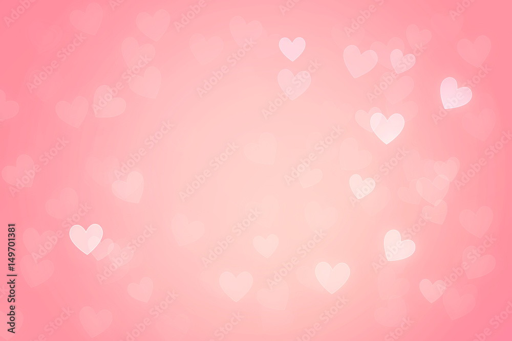 Heart bokeh on pink background