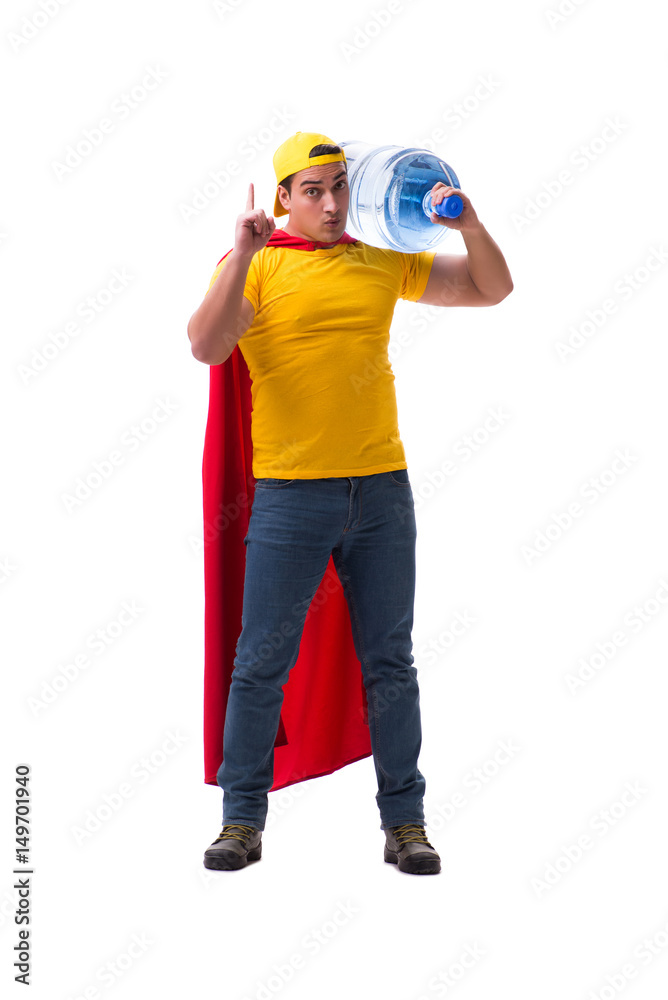 Man delivering water bottle isolated on white Man delivering water bottle isolated on white
