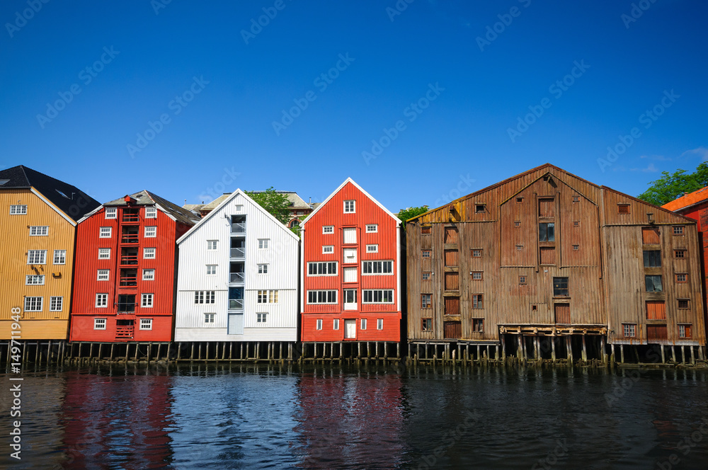 Houses on the water, Trondheim, Norway