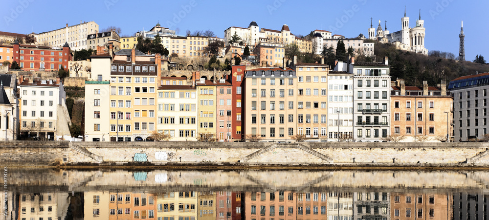 view of Lyon and Saone River