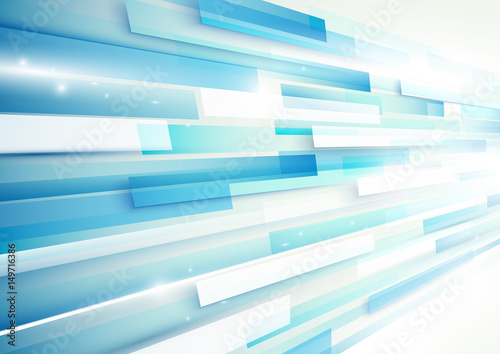 Abstract blue and white rectangles motion technology digital hi tech concept background