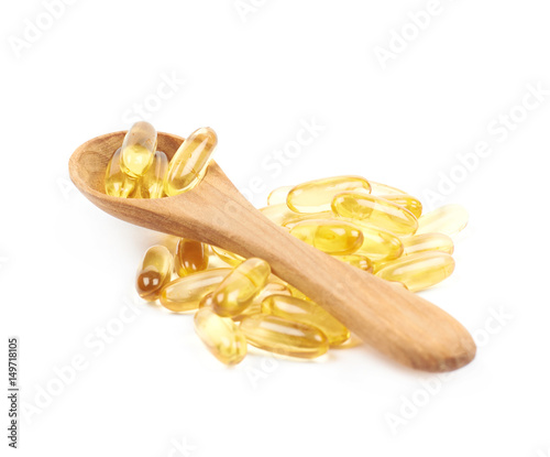 Pile of softgel pills isolated