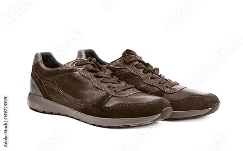 Casual brown leather shoesisolated