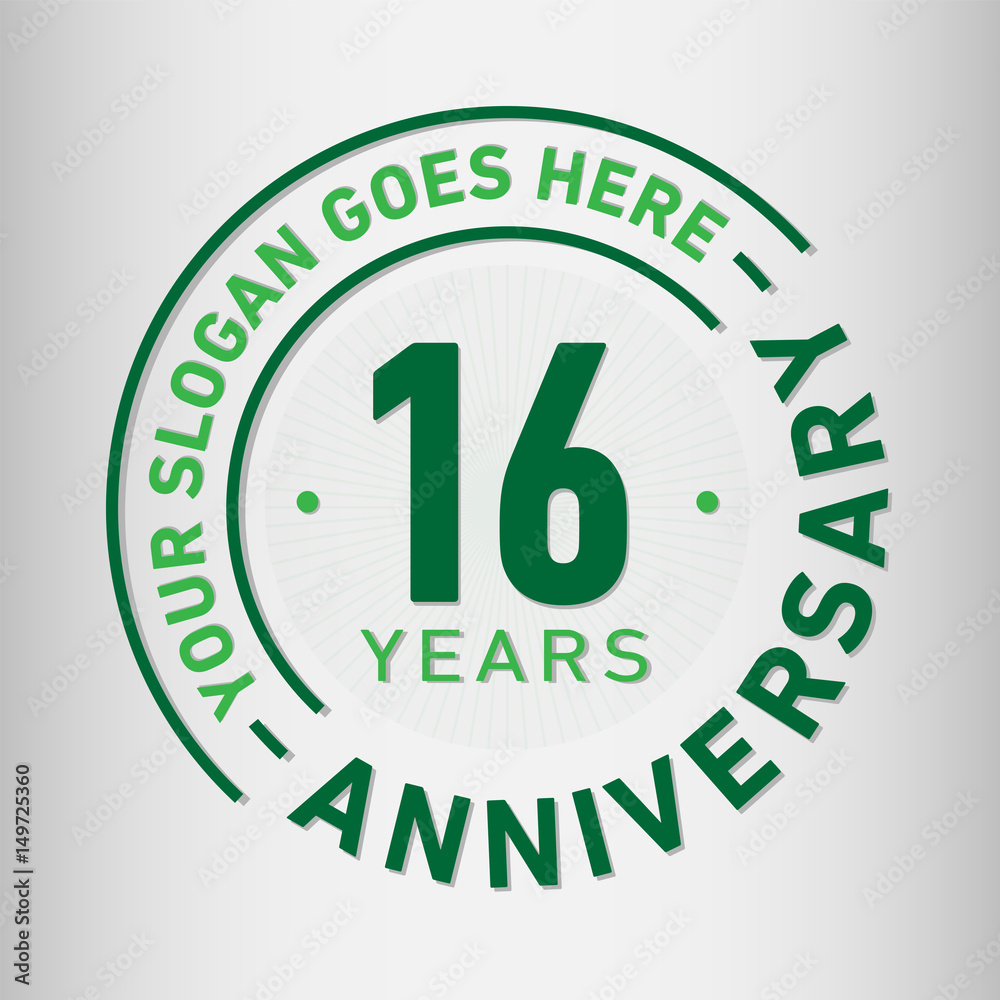 16 years anniversary logo template. Vector and illustration.
16 years anniversary logo template. Vector and illustration.