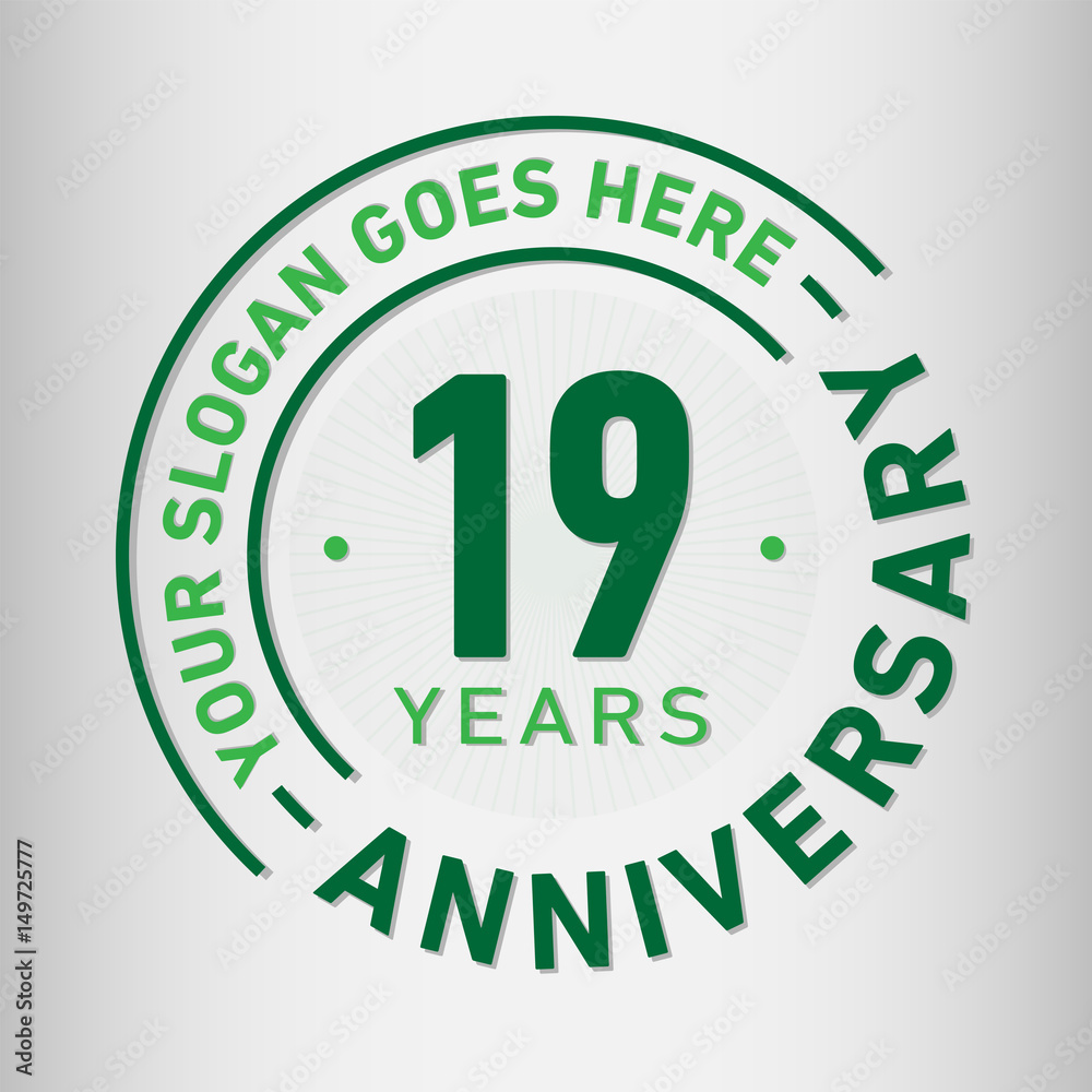 19 years anniversary logo template. Vector and illustration. 
