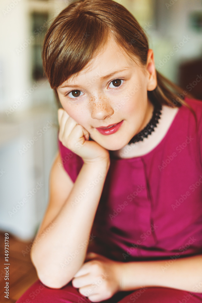 Close up portrait of a cute little girl of 9-10 year old Close up portrait of a cute little girl of 9-10 year old