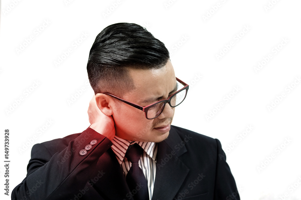 Asian business people are suffering from neck pain and fatigue.
