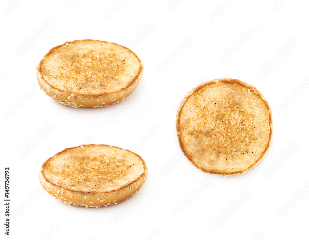 Single burger bun isolated