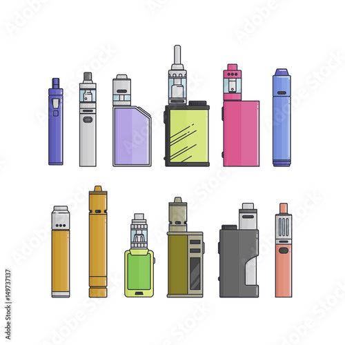 Colored flat vaping device. Part of big set.