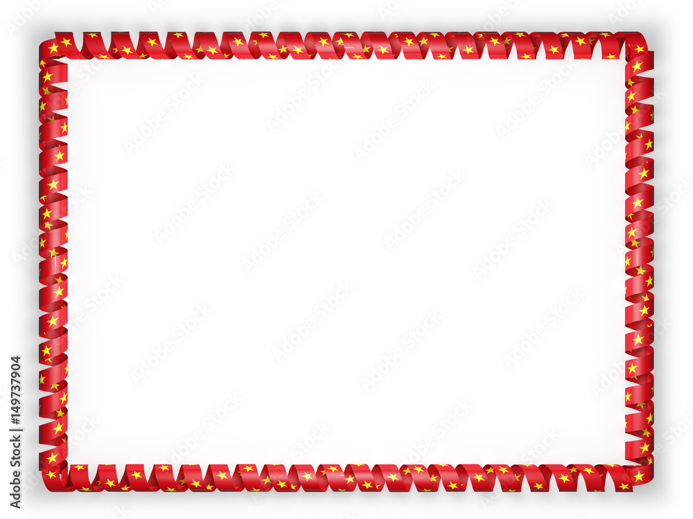 Frame and border of ribbon with the Vietnam flag. 3d illustration