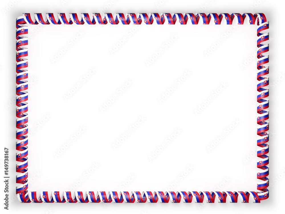 Frame and border of ribbon with the Slovakia flag. 3d illustration