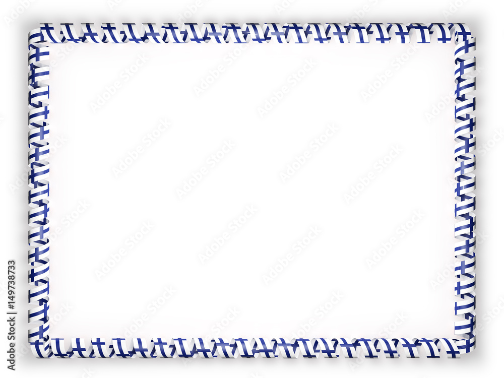 Frame and border of ribbon with the Finland flag. 3d illustration