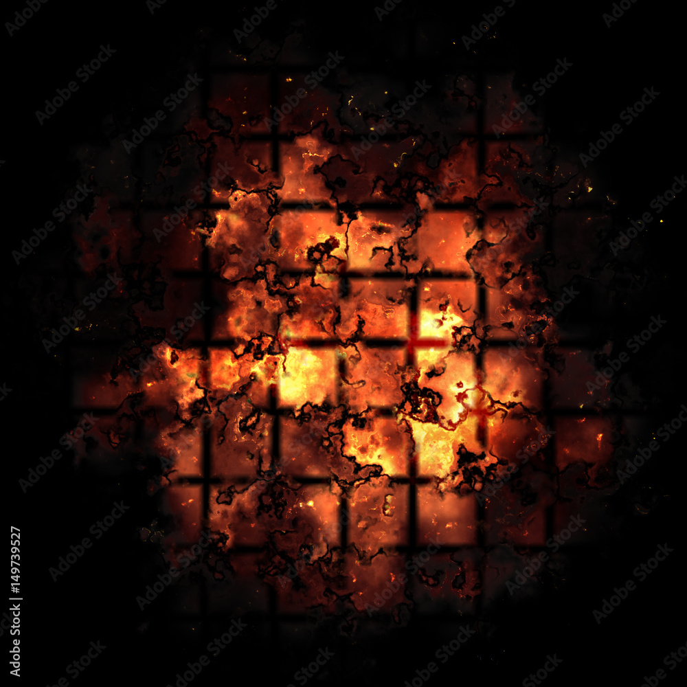 Fototapeta premium Fire And Smoke Tiles Isolated On Black Background