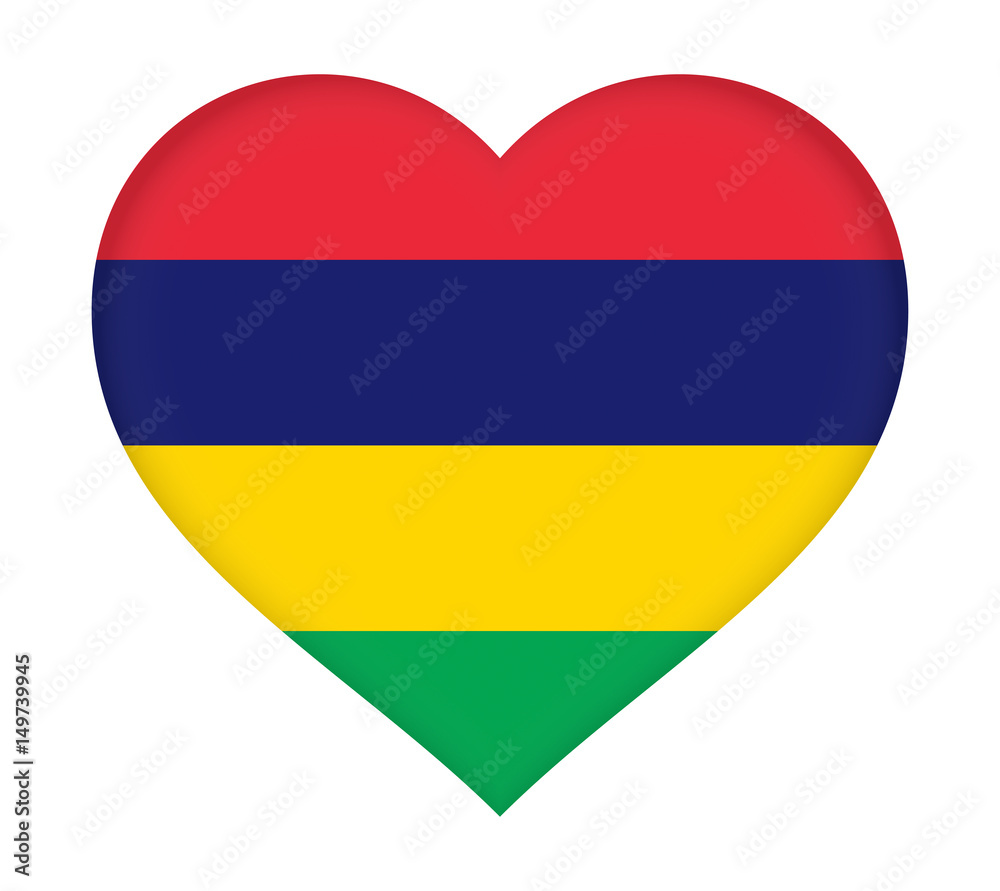 Flag of Mauritius shaped like a heart. Flag of Mauritius shaped like a heart.