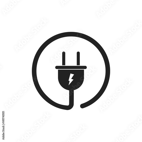 Plug vector icon. Power wire cable flat illustration.