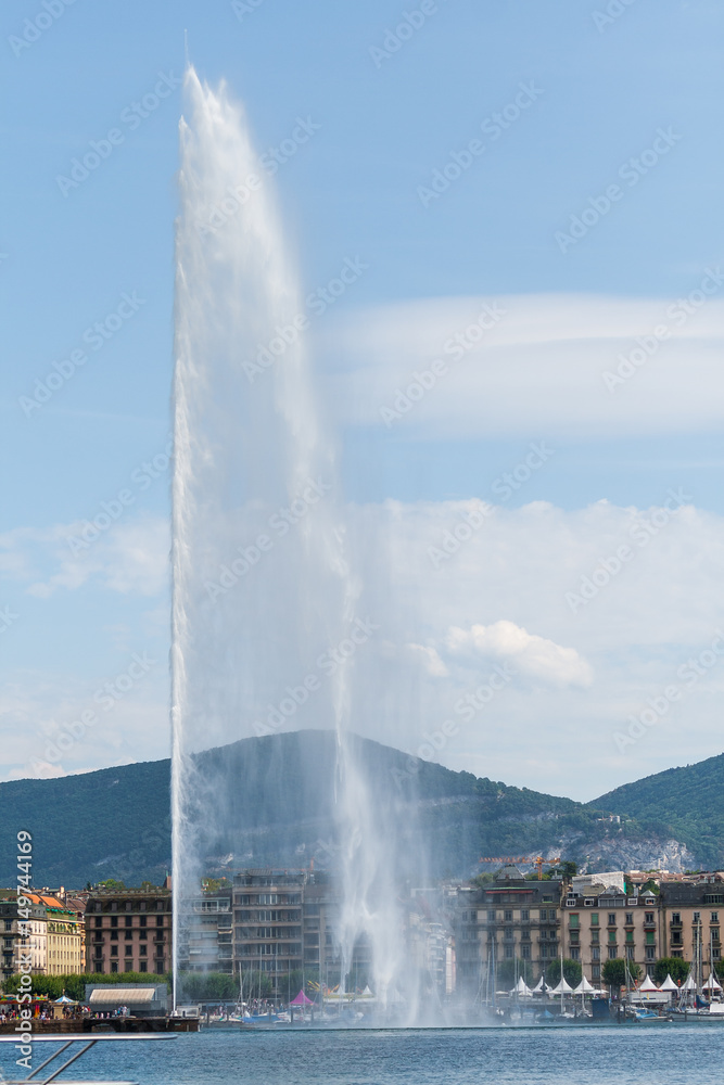 The Jet d'Eau fountain in Geneva. Switzerland