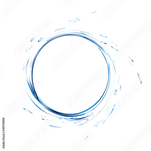 water splash circle with drops from top view isolated on white. 3d illustration vector created with gradient mesh. blue aqua surface background.