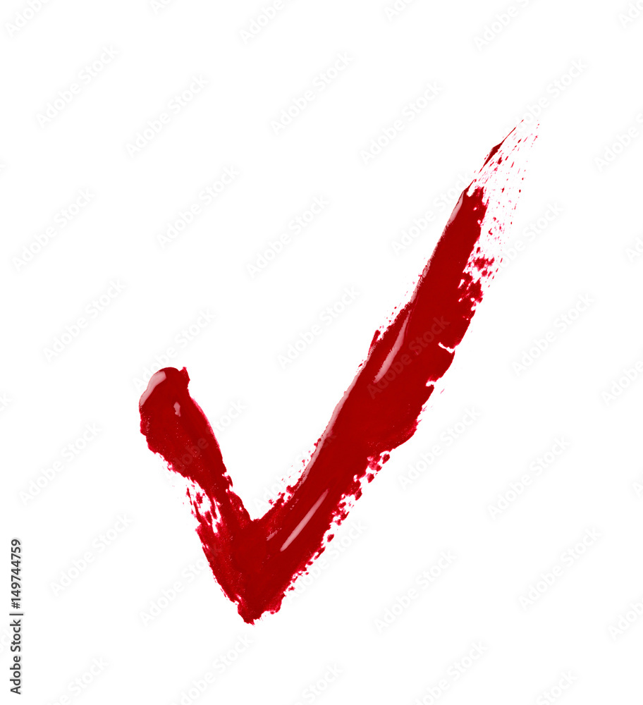 Tick mark made with a paint stroke Tick mark made with a paint stroke
