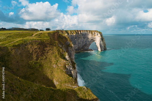 Cliffs and natural arch, Etretat, France, Europe