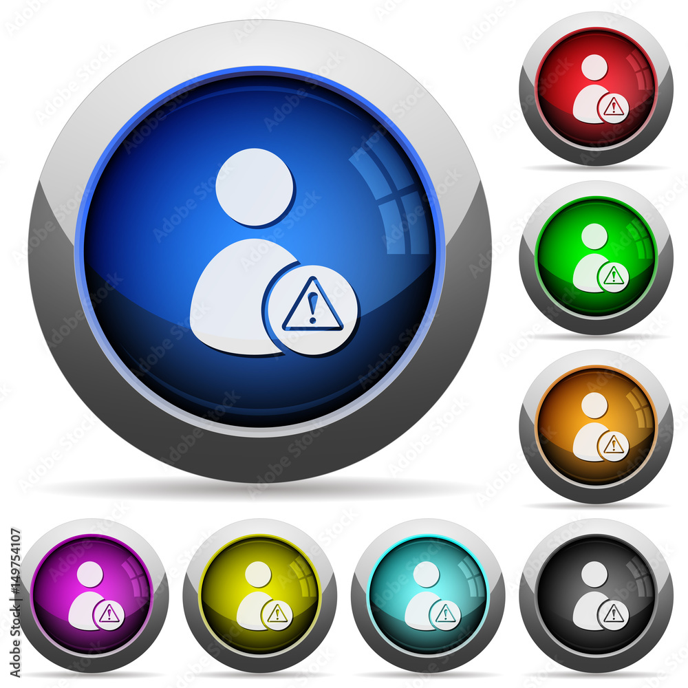 User account warning round glossy buttons User account warning round glossy buttons