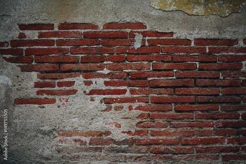 Brick wall with cement at times