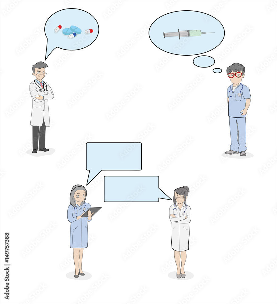 A diverse set of medical people. vector illustration.