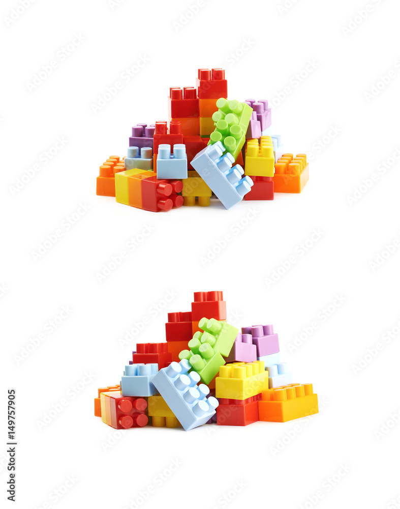 Naklejka premium Pile of multiple toy bricks